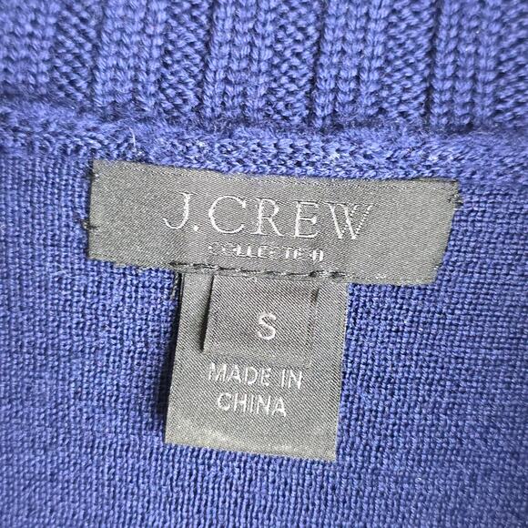 J.Crew Collection SzSm Shawl Bonded Wool Popover Navy Side Zips Sweater Simple - Picture 2 of 16